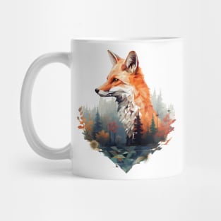 Geometric fox with forest in triangle look Mug